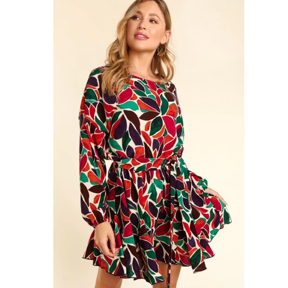 kelzposh Pants - "The Vivian" Abstract PrintBubble Sleeve Romper